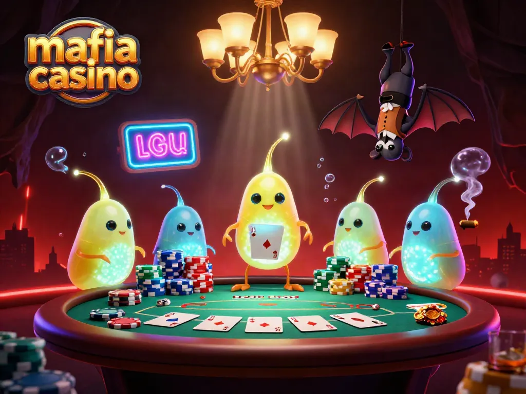 Experience the thrilling mafia casino ambiance with glowworms lighting up the card table and poker chips!