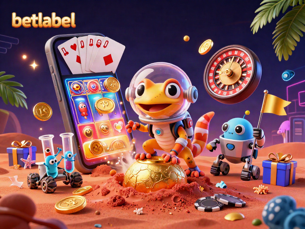 Experience the excitement of betlabel with an alien adventure in a golden casino on Mars.